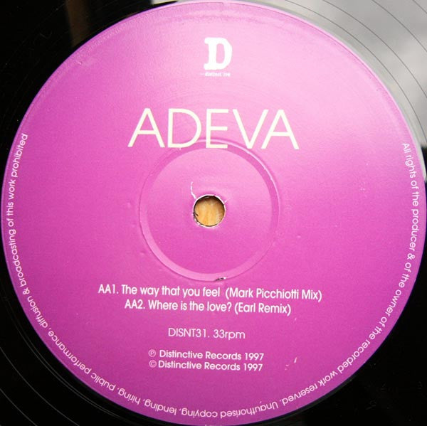 Adeva : Where Is The Love? / The Way That You Feel (12")