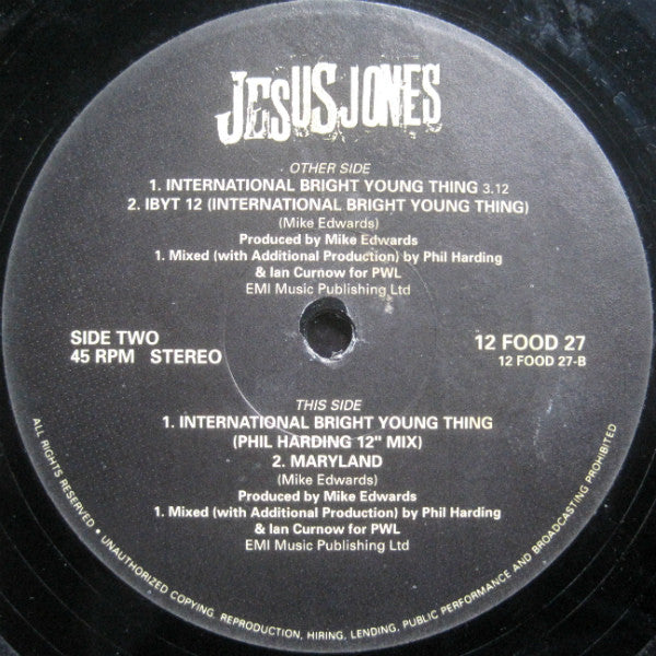 Jesus Jones : International Bright Young Thing (12", Single)