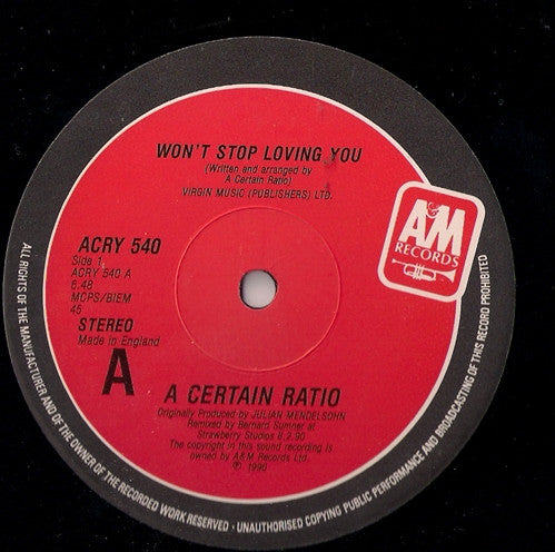 A Certain Ratio : Won't Stop Loving You (12", Single)
