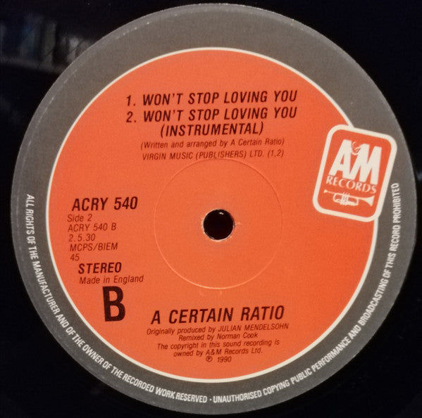A Certain Ratio : Won't Stop Loving You (12", Single)