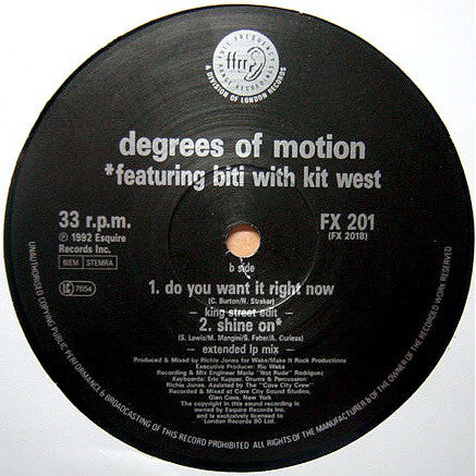 Degrees Of Motion Featuring Biti Strauchn : Soul Freedom (Free Your Soul) (12")