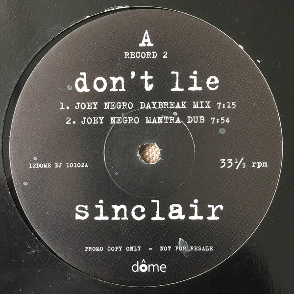Sinclair : Don't Lie (12", Promo)