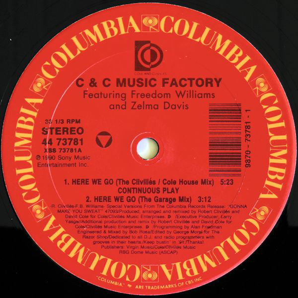C + C Music Factory : Here We Go - The Remixes (12", Car)