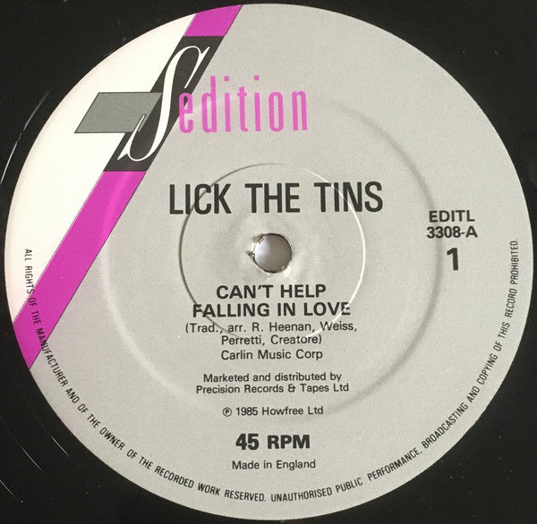 Lick The Tins : Can't Help Falling In Love (12")