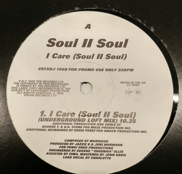 Soul II Soul : I Care (Soul II Soul) (12", Promo)