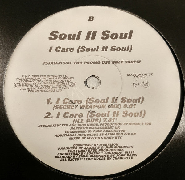 Soul II Soul : I Care (Soul II Soul) (12", Promo)