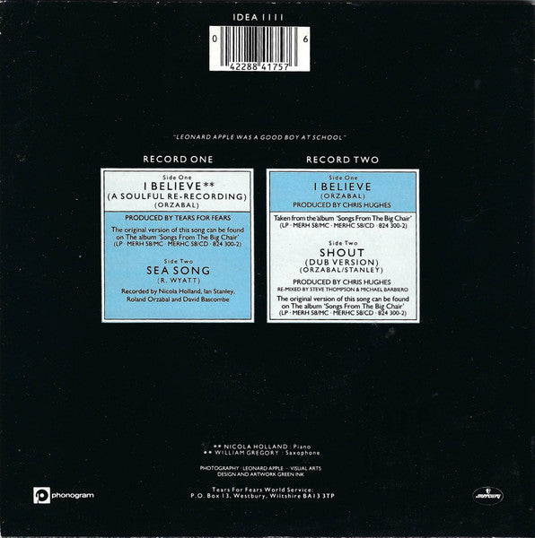 Tears For Fears : I Believe (A Soulful Re-Recording) (2x7", Single, Ltd)