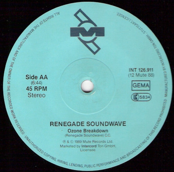Renegade Soundwave : The Phantom (It's In There) / Ozone Breakdown (12")