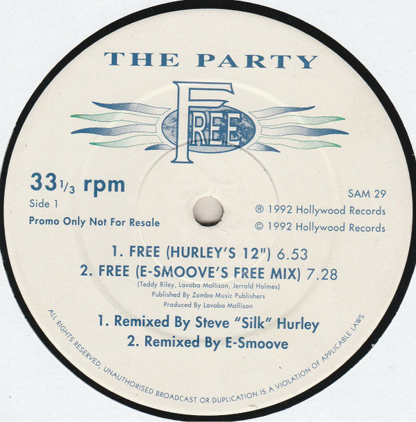 The Party : Free (12", Promo)