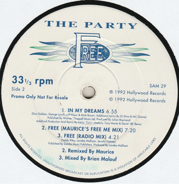 The Party : Free (12", Promo)