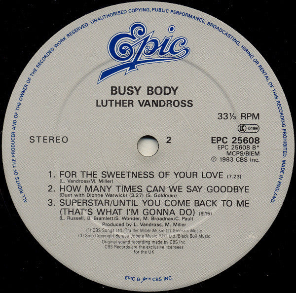 Luther Vandross : Busy Body (LP, Album, RP)