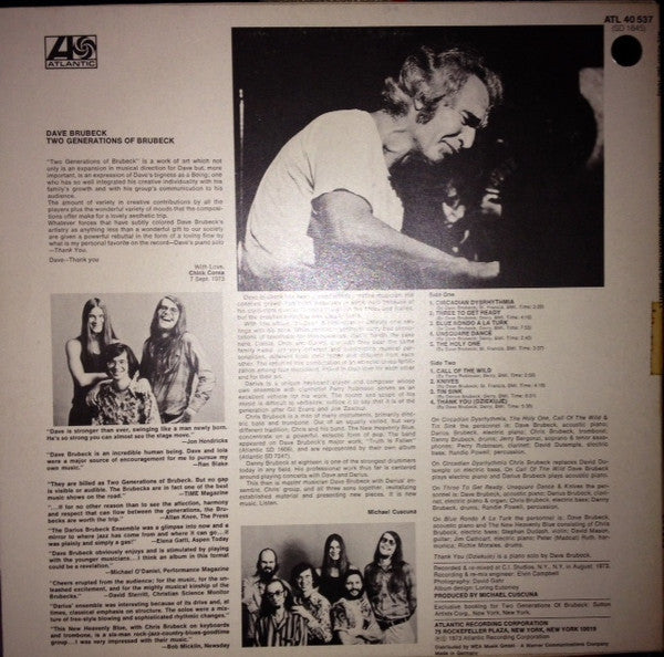 Dave Brubeck : Two Generations Of Brubeck (LP, Album)