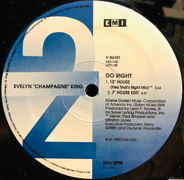 Evelyn King : Do Right (12")