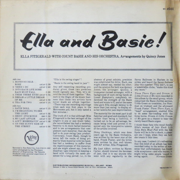Ella Fitzgerald With Count Basie And His Orchestra* : Ella And Basie! (LP, Album)
