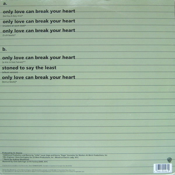 Saint Etienne : Only Love Can Break Your Heart (12", Maxi)