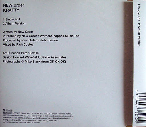 New Order : Krafty (CD, Single, CD1)