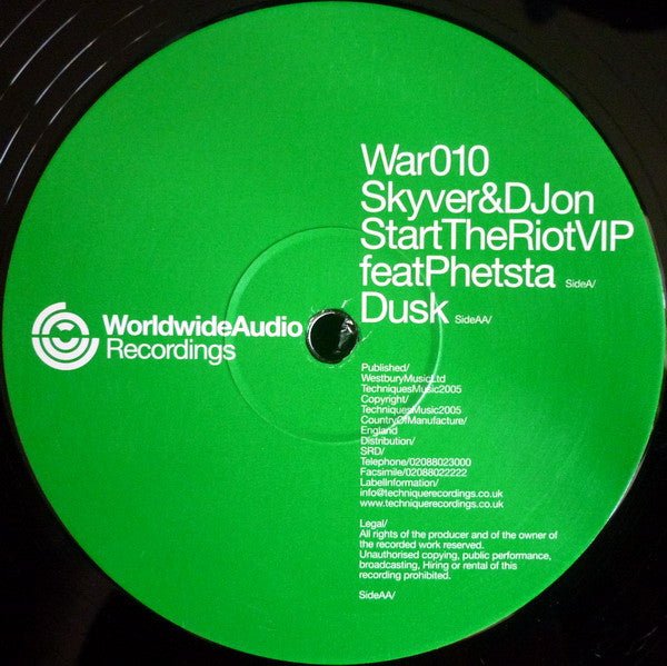 Skyver & D Jon : Start The Riot VIP / Dusk (12")