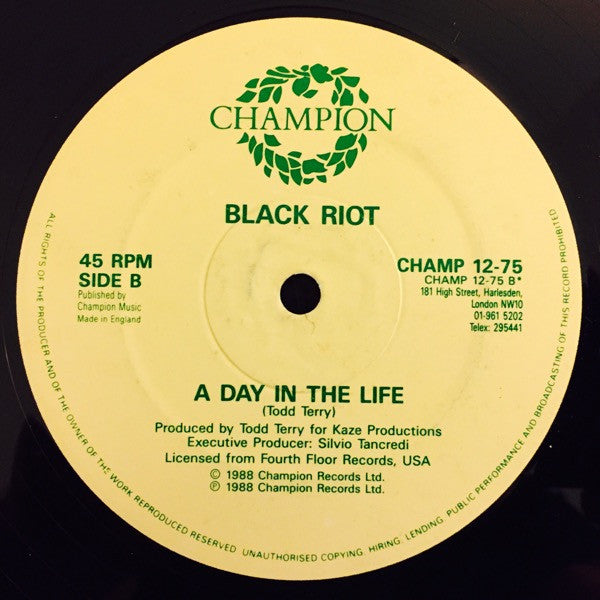 Black Riot : Warlock / A Day In The Life (12")