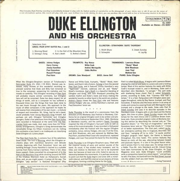 Duke Ellington And His Orchestra : Selections From Peer Gynt Suites Nos. 1 & 2 And Suite Thursday (LP, Mono)