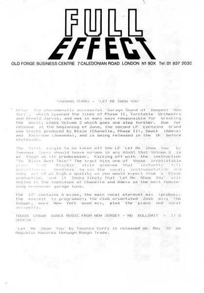 Tawanna Curry : Let Me Show You (12", Single, W/Lbl, Sti)