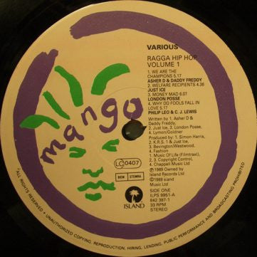 Various : Ragga Hip Hop Volume 1 (LP, Album, Comp)