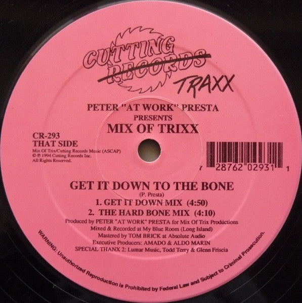 Peter "At Work" Presta* Presents Mix Of Trixx : Who Could Dance (12")