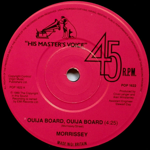 Morrissey : Ouija Board, Ouija Board (7", Single)