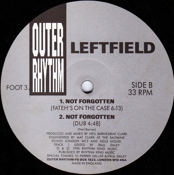 Leftfield : Not Forgotten (12")