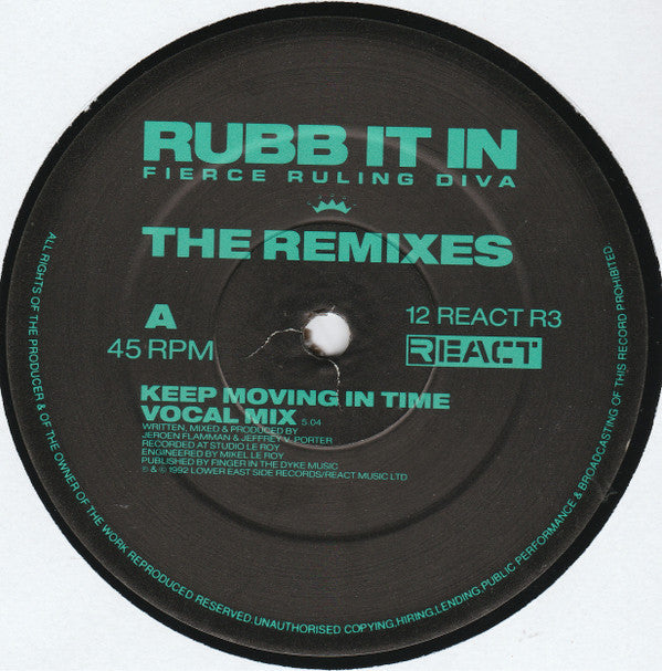 Fierce Ruling Diva : Rubb It In (Remixes) (12")