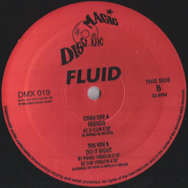 Fluid (4) : Friends / Do It Right (12", Ltd, Promo)