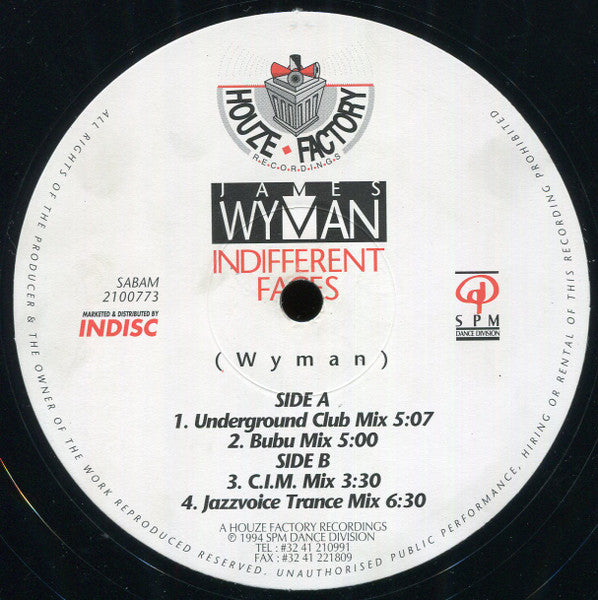 James Wyman : Indifferent Faces (12")