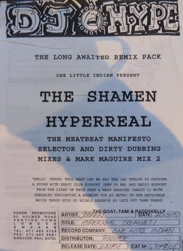 The Shamen : Hyperreal (Remix) (12", Single, W/Lbl)