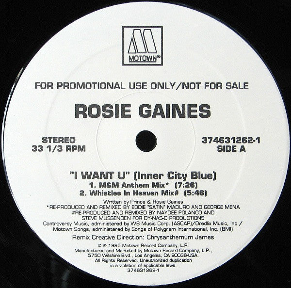 Rosie Gaines : I Want U (Inner City Blue) (12", Promo)