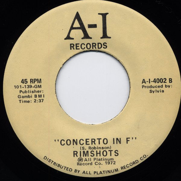 The Rimshots : Save That Thing / Concerto In F (7")