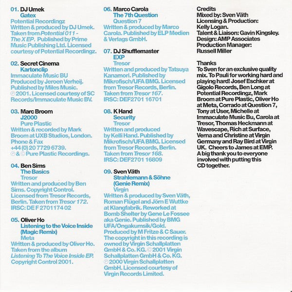 Sven Väth : Cocoon 2001 (CD, Mixed)