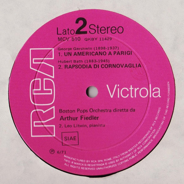 Richard Addinsell / George Gershwin / Hubert Bath - Arthur Fiedler - Boston Symphony Orchestra : Concerto Di Varsavia - Rapsodia In Blue - Un Americano A Parigi - Rapsodia Di Cornovaglia (LP, Comp)