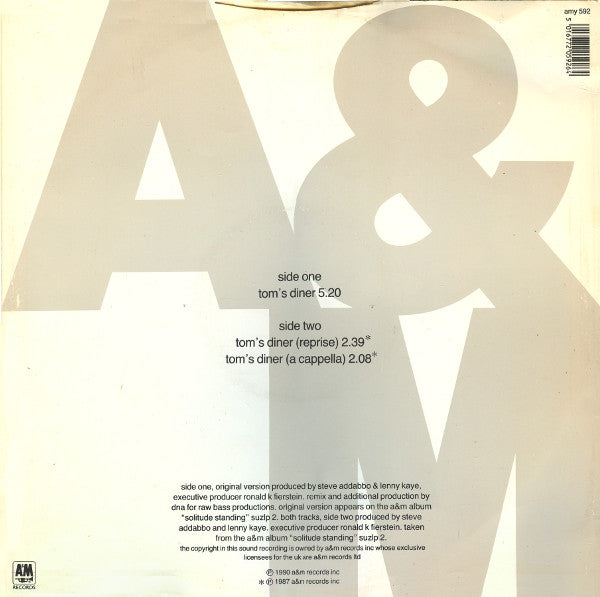 DNA Featuring Suzanne Vega : Tom's Diner (12", Single)