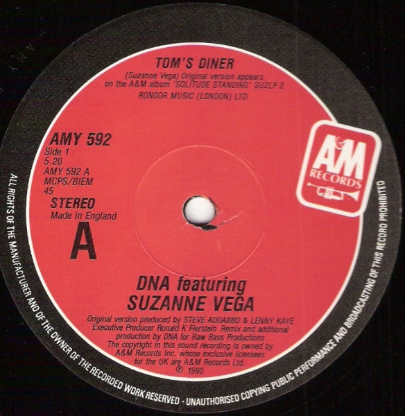 DNA Featuring Suzanne Vega : Tom's Diner (12", Single)