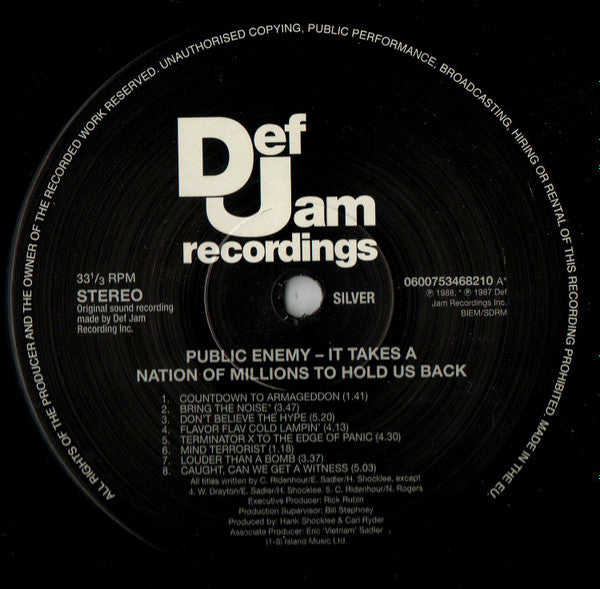Public Enemy : It Takes A Nation Of Millions To Hold Us Back (LP, Album, RE, 180)