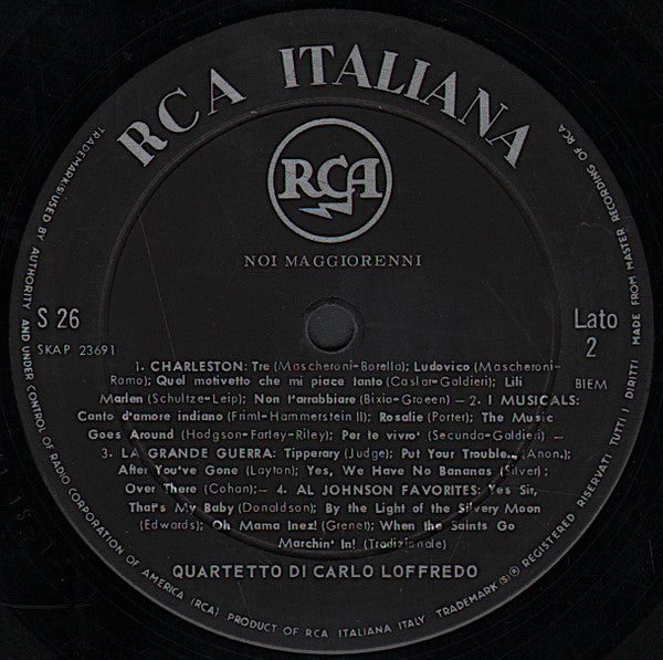 Quartetto Di Carlo Loffredo Con Piero Saraceni, Marcello Rosa, Carlo Silj* : Noi Maggiorenni (LP, Album)