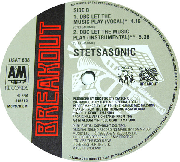 Stetsasonic : Sally / DBC Let The Music Play (12")