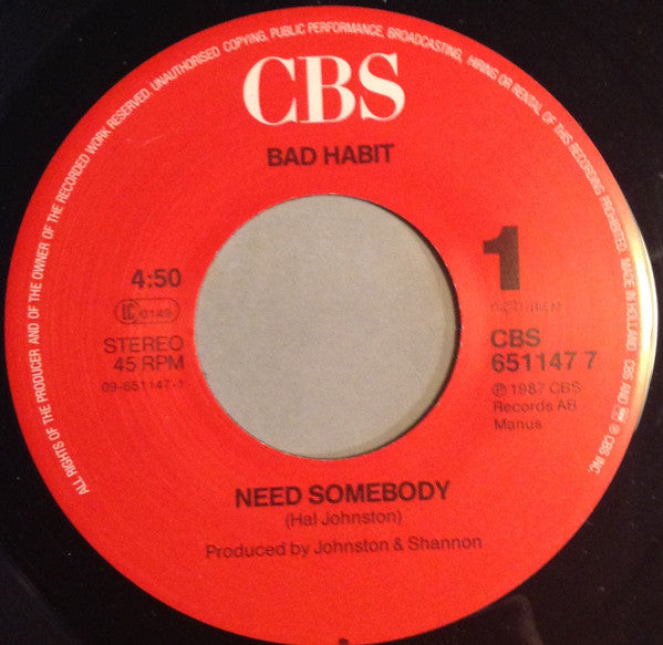 Bad Habit : Need Somebody (7")