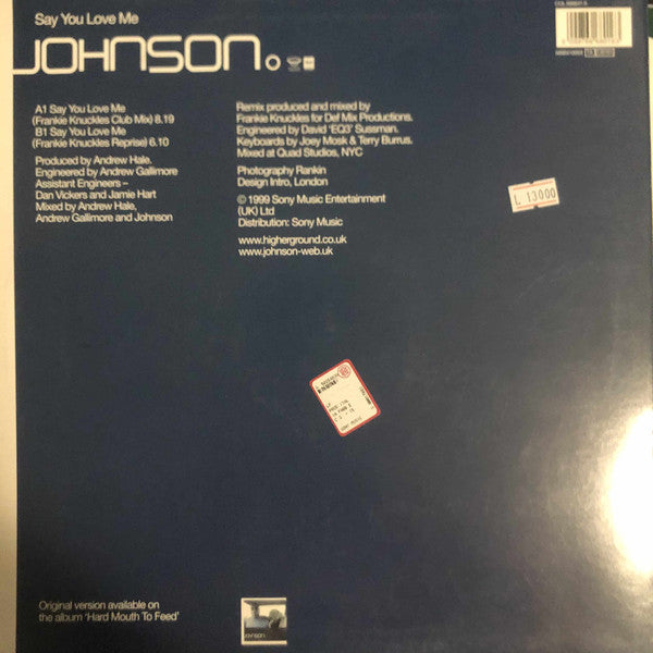 Johnson : Say You Love Me (The Frankie Knuckles Mixes) (12")