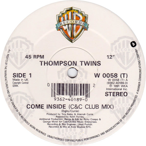 Thompson Twins : Come Inside (12")