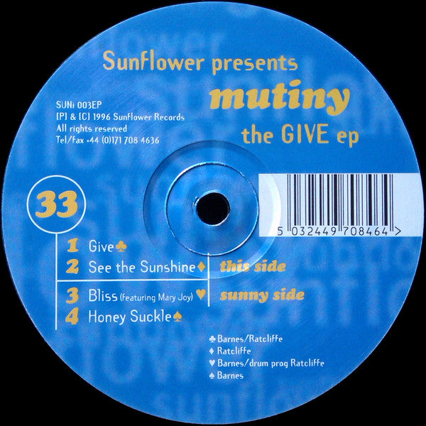 Mutiny : The Give EP (12", EP)