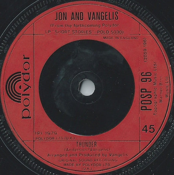 Jon And Vangelis* : I Hear You Now (7", Single, Com)