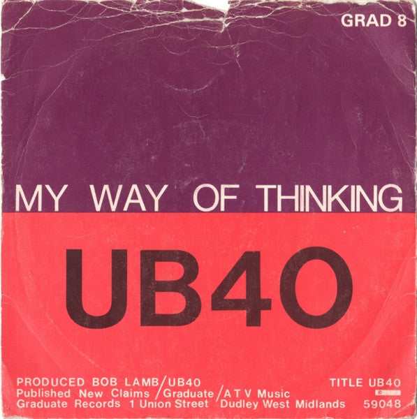 UB40 : My Way Of Thinking / I Think Its Going To Rain Today (7", Single)
