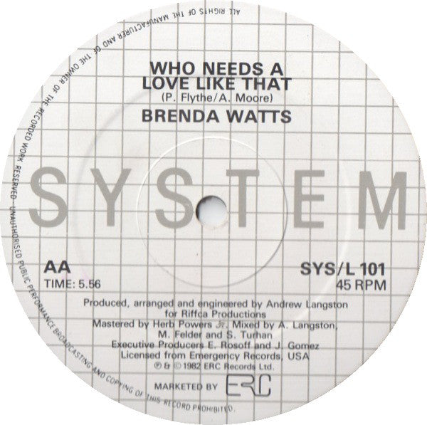 Michelle Wallace / Brenda Watts : Jazzy Rhythm / Who Needs A Love Like That (12")