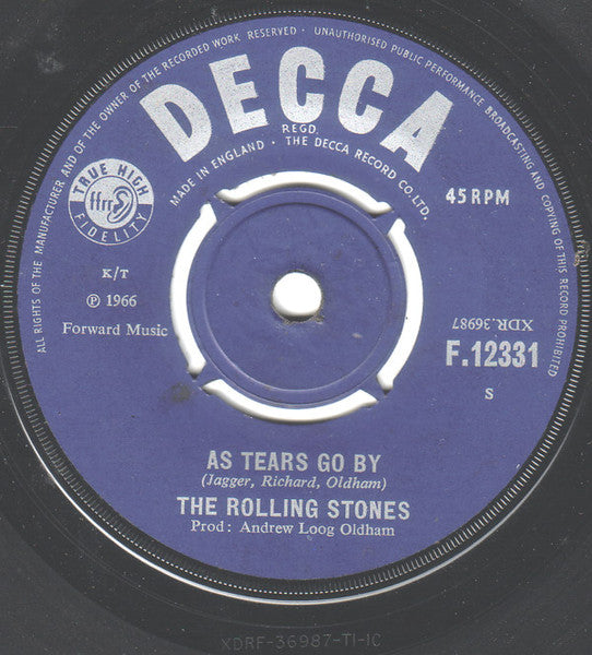 The Rolling Stones : 19th Nervous Breakdown / As Tears Go By (7", Single)