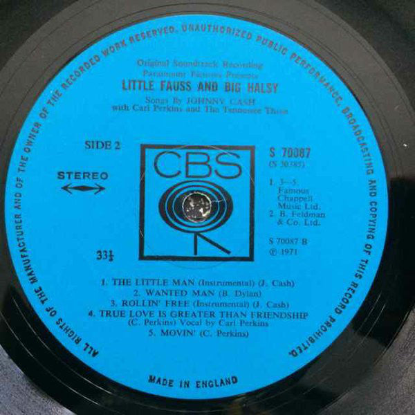Johnny Cash With Carl Perkins And The Tennessee Three : Little Fauss And Big Halsy (LP, Album)